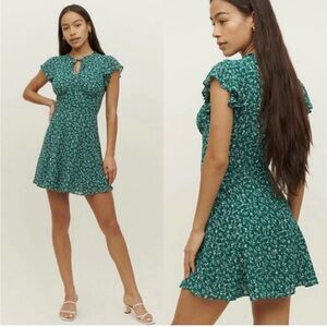 Reformation Byron Floral Mini dress in Green Parsley 6